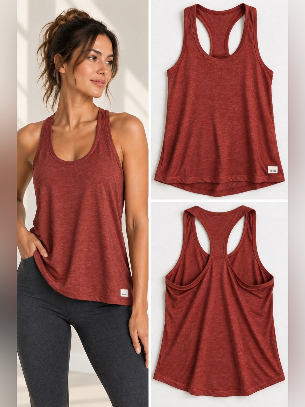 Vuori Lux Performance Racerback Tank Brick Red Size S